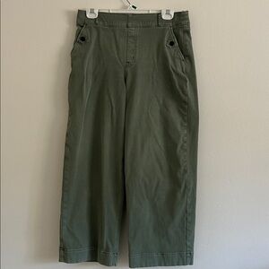Spanx green twill crop wide leg pant Large